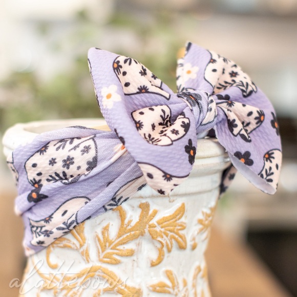 Halloween Purple Ghost Baby Girl Bow Extra Large Bow 5 Inches Headband - Picture 1 of 1